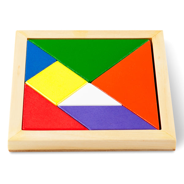 Tangram (colored) with wood tray